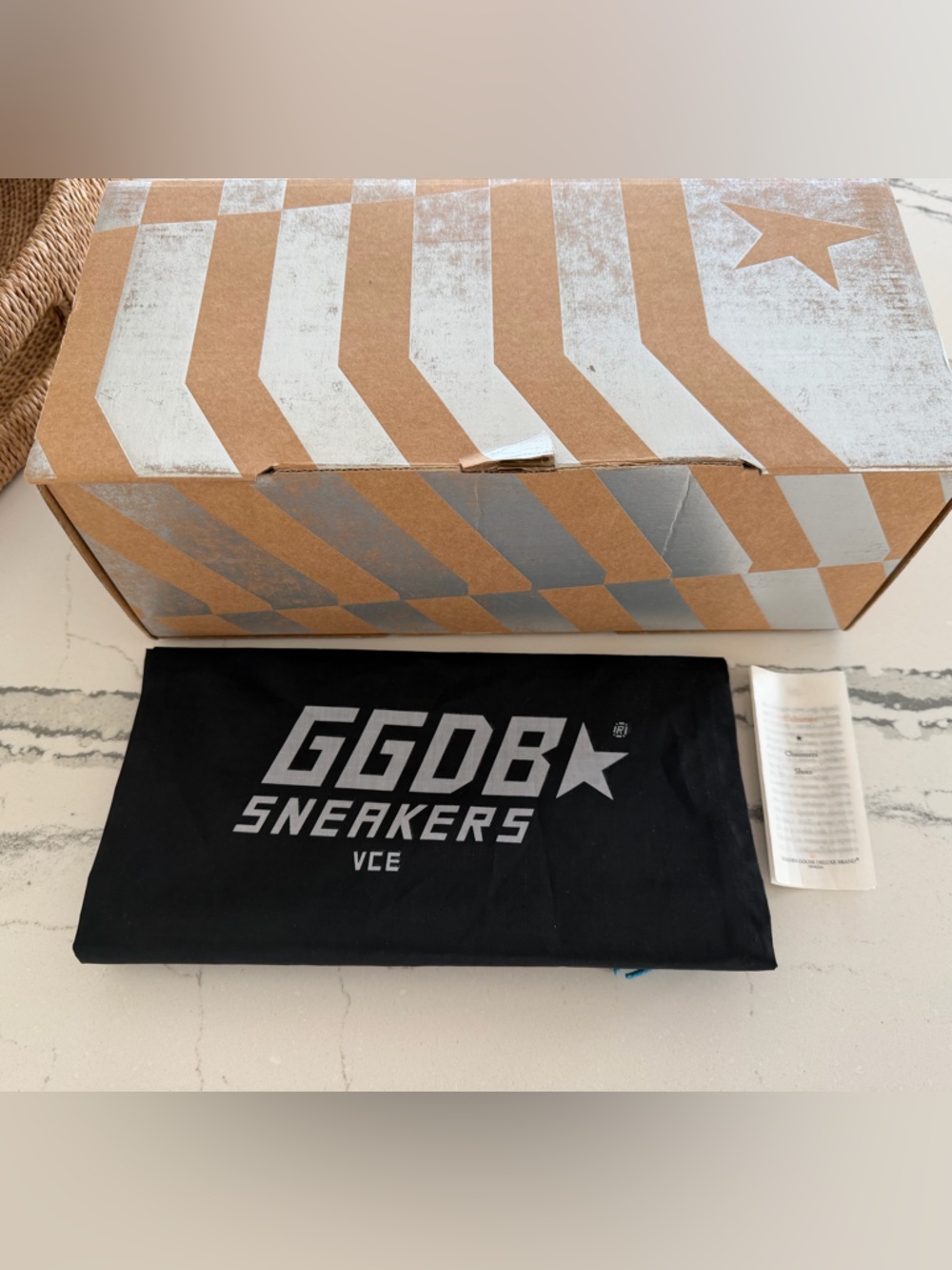 Golden Goose GGDB Sneaker Black Dust Bag, empty box and authenticity cert